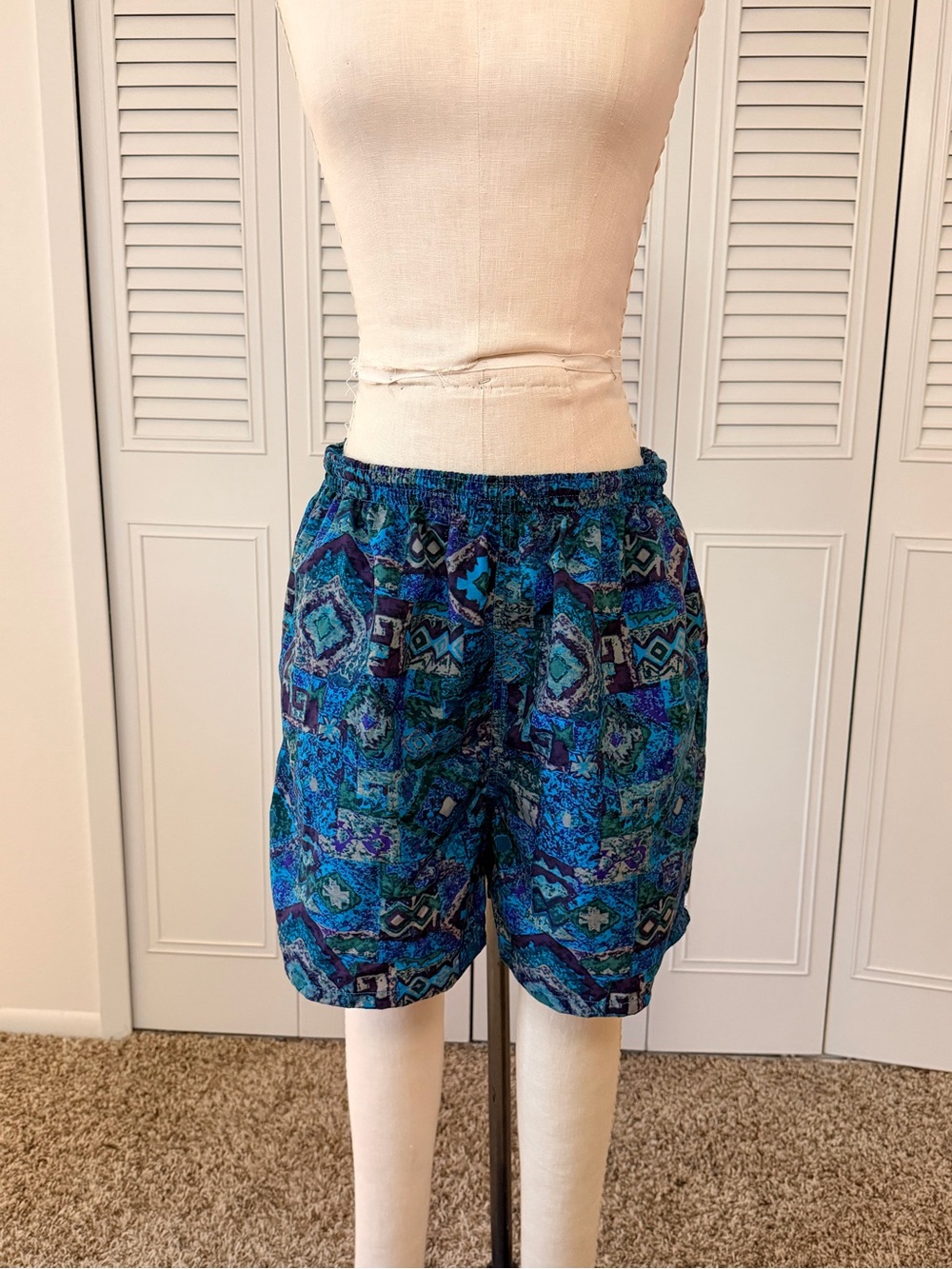 Vintage 90’s Tribal Geometric Print Swim Shorts